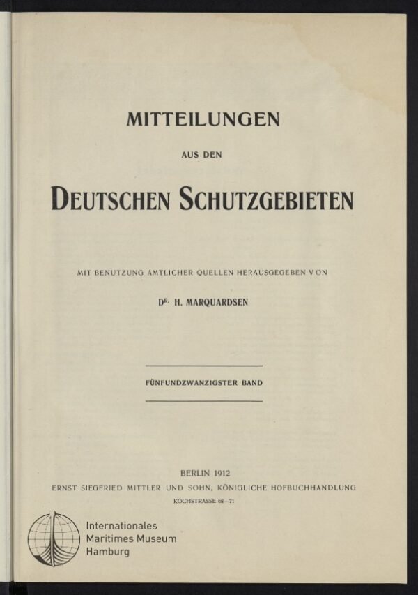 Mitteilungen aus den Deutschen Schutzgebieten