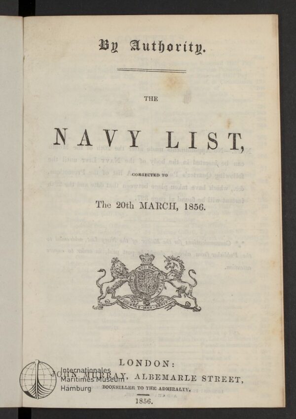 The Navy List, corrected to The 20th March, 1856.