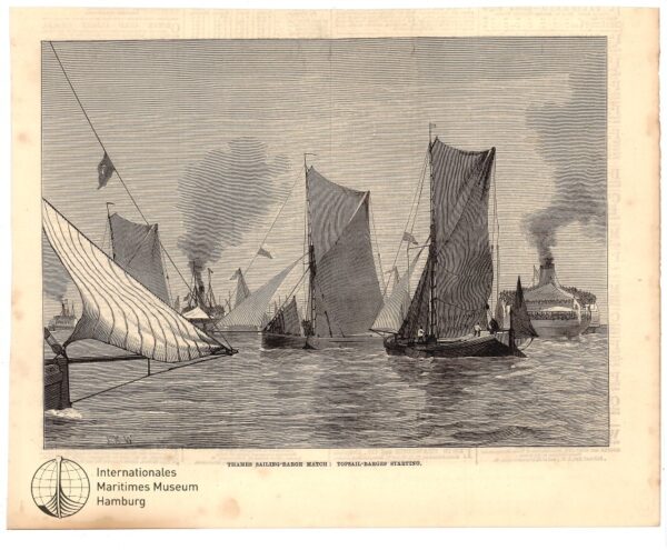 Thames Sailing-Barge Match: Topsail-Barges starting