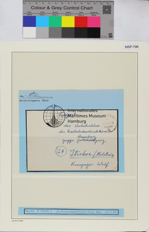 Privat-Feldpostbrief, Schiffsname/Landeinheit: 8. Sicherungs-Flottille, Feldpostnr. 37076; Frankatur, Mi.-Nr.: [Keine]; Poststempel: Feldpost b 04.1.45; Nebenstempel: [Keine]