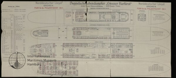 Kajüten-Plan des Doppelschraubendampfer "Grosser Kurfürst"